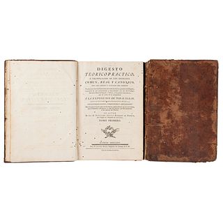Rodríguez de Fonseca, Bartolomé Agustín. Digesto Teórico-Práctico, ó Recopilación de los Derechos Comun... Madrid, 1775-1776. Pieces: 2