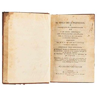 Bartolomé, José de S. El Duelo de la Inquisición. México: En la Oficina de Doña María Fernández de Jáuregui, 1814.
