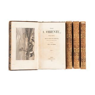 Lamartine, Alfonso de. Viage a Oriente, 1832 - 1833. Paris: Librería de Rosa, 1842. Each tome with frontispiece. Pieces: 4.