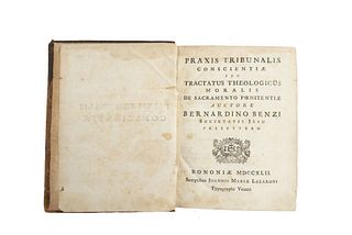 Benzi, Bernardino. Praxis Tribunalis Conscientae seu Tractatus Theologicus Moralis de Sacramento Poenitentiae. Bononiae, 1742.