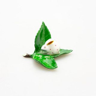 Herend Porcelain Miniature Figurine Rabbit On Leaf