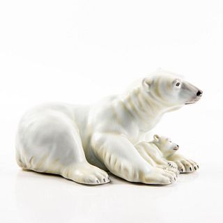 Herend Porcelain Figure Polar Bear With Sleeping Cub