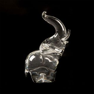 Steuben Crystal Glass Animal Figure,Trumpeting Elephant
