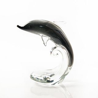 Fm Ronneby Large Crystal Sculpture Leaping Dolphin