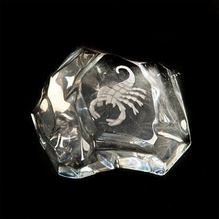 Val St. Lambert Crystal Glass Paperweight, Scorpion