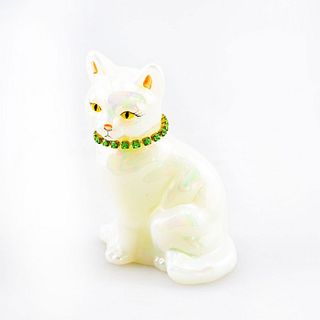 Fenton Glass Paperweight Kitten With Birthstone