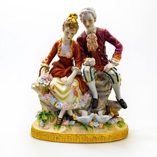 Dresden Large Figural Group, Young Victorian Couple