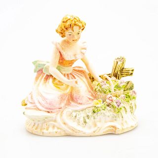 Porcelain Figurine, Girl With Basket Of Flowers