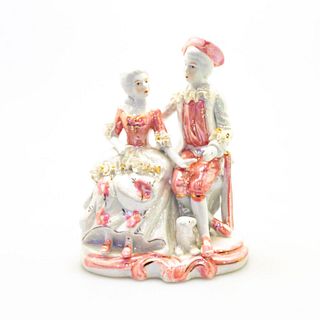 Lusterware Victorian Figural Group, Courting Couple Seated