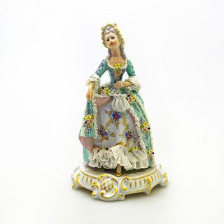 Porcelain Lace Figurine With Hand Bag, Capodimonte Style