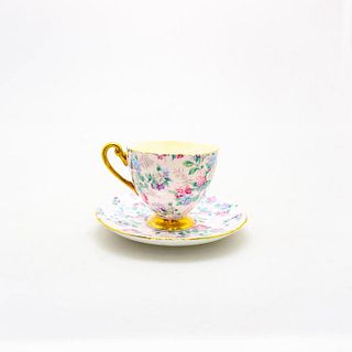 Shelley China Art Deco Teacup And Saucer, Summer Glory
