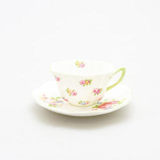 Shelley China Rose Forget Me Not Pansy Teacup & Saucer