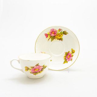 Shelley Bone China Teacup And Saucer, Begonia Pattern