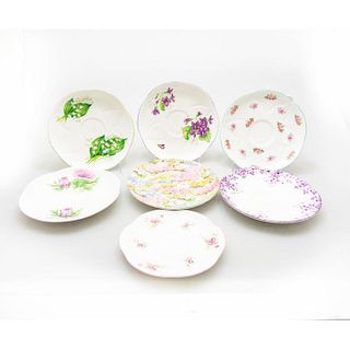 Shelley China 7 Saucers And Dishes, Assorted Patterns