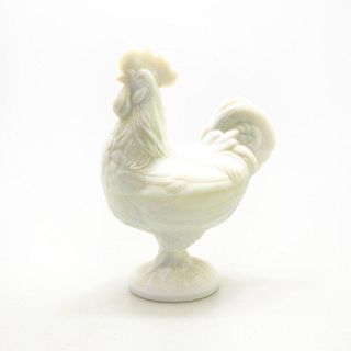 Vintage Milk Glass Pedestal Rooster Candy Dish