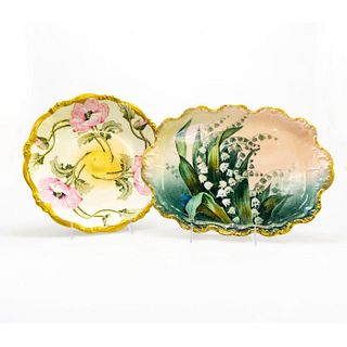 Two Antique Limoges Art Nouveau French Porcelain Plates