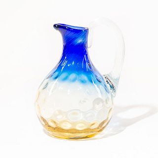 Bluerina Art Glass Thumbprint Pitcher