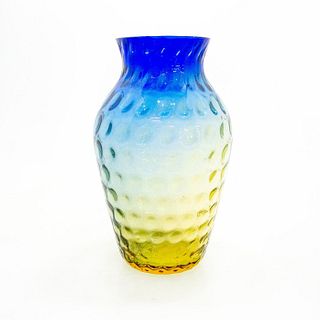 Vintage Bluerina Art Glass Thumbprint Vase