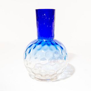 Vintage Blue Art Glass Thumbprint Vase