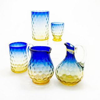 5 Pc Victorian Bluerina Glass Set