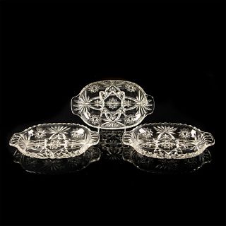 3 Vintage Clear Glass Serving Tray