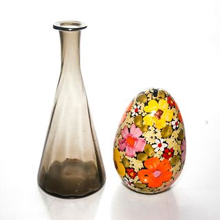 Italian Art Glass Vase & Italian Ceramic Egg Coin Bank