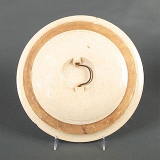 Stoneware Crock Lid With Metal Handle