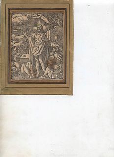 UNKNOWN AUTHOR<br><br>Copy from "The Resurrection" by Albrecht Dürer<br>Xilography on paper, 12.7 x 10 cm<br><br><br>Fair condition, small spots of hu