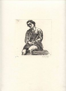 ALBERTO ZIVERI<br>Rome, 1908 - 1990<br><br>Nelda, 1941<br>Etching,   11,5 x 12 cm etching (35 x 24,5 cm sheet)<br>Signed and dated upper left on the e