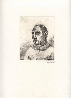 ALBERTO ZIVERI<br>Rome, 1908 - 1990<br><br>Portrait of Guglielmo Ianni, 1939<br>Etching, 13 x 10,2 cm etching (34,5 x 24,5 cm sheet)<br>Signed and dat