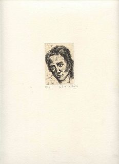 ALBERTO ZIVERI<br>Rome, 1908 - 1990<br><br>Portrait of Nelda, 1942<br>Etching, 7,5 x 5,5 cm etching (24,5 x 35 cm sheet)<br>Signed and dated upper lef