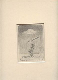 FRANCESCO BALSAMO - Catania 1969<br><br>Spoon jasmine and short rain, 2006<br>Pencil on paper,  16,5 x  11,5 cm<br>Signed, dated and titled on the bac