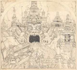 ANONYMOUS <br><br>Temple, 1921<br>Pencil on paper,  25 x 28 cm<br><br>Good conditions. Without frame.