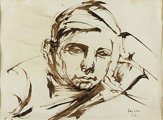 ANGELO CAPELLI<br>Villa d’Almè, 1930<br><br>Portrait of man, 1957<br>Ink on paper, cm 20 x 30<br>Signature and date in the lower right-hand corne<br>G