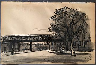 ALBERTO ZIVERI<br>Rome, 1908 - 1990<br><br>Paris, 1948<br>China ink paper, 15,5 x 23,5 cm<br>Signed lower right: A. Ziveri; Signed, titled and dated o