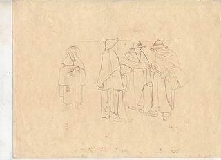 EMANUELE CAVALLI<br>Lucera, 1904 - Florence, 1981<br><br>Funeral ceremony in Puglia, 1930's<br>Pencil on paper, 28 x 21,5 cm<br>Signed lower right: E.