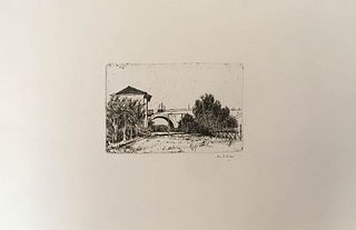 ALBERTO ZIVERI<br>Rome, 1908 - 1990<br><br>Ponte Flaminio, 1949<br>Etching, 9,5 x 13,5 cm<br>Signed lower: A. Ziveri, 1949; "Ziveri. Le incisioni. Cat
