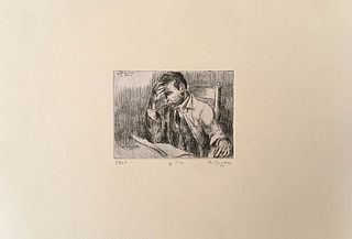 ALBERTO ZIVERI<br>Rome, 1908 - 1990<br><br>My brother, 1940<br>Etching,  8,5 x 12 cm<br>Signed, dated and example lower: A. Ziveri, 1940, p. d'a; "Ziv