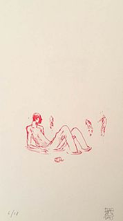 DANIELE CATALLI Rome, 1979<br><br>Into the water, 2015<br>Litography on paper, 25 x 14 cm<br>Signed, dated and example: DAC 2015, 6/18. Dreams from th