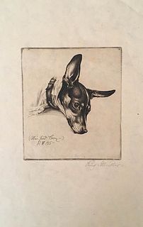 ANONYMOUS<br><br>Dog, 1915<br>Etching, 15,5 x 14,5 cm (34,5 x 25,5 cm sheet)<br>Signed and dated lower<br>Good conditions. Without frame. Small lack i