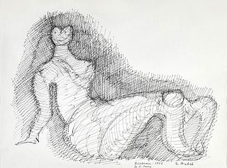 GRAZIANA PENTICH<br>Trieste, 1920 – Rome, 2013<br><br>Research by Henry Moore, 1976<br>Pen on paper, 30 x 40 cm<br>Signed, titled and date lower right
