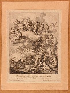 Francesco Bartolozzi (1728 - 1815)<br><br>Allegory of the Marriage of Giuseppe Archduke of Austria and Isabella Infanta of Spain, 1761; Etching and po