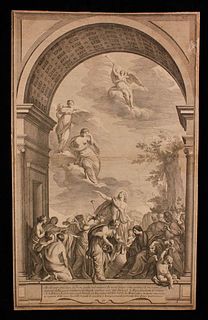 Raffaello Morghen ( 1753-1833)<br><br>Lorenzo the Magnificent receives Virtue, 1780; Burin engraving by Raffaello Morghen (1753-1833) taken from the f