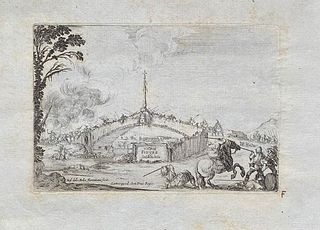 Stefano della Bella (1610-1664)<br><br>VARIOUS FIGURES<br>Etching, 11 x 16 cm<br>Front page of the series of Various Figures, with battle scene on a b