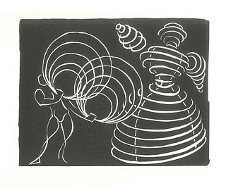 Albert Flocon<br><br>Danse des Femmes, End of XX Century<br>Black and white print, 24,8 x 19,2 cm<br>Danse des Femmes is a very beautiful linoleum ori