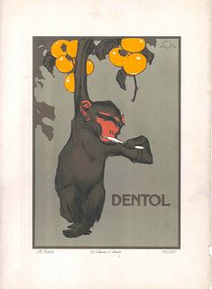 Aleardo Terzi<br><br>Dentol, 1914<br>Colored and lithographed poster, 36 x 26 cm<br>Dentol is a beautiful colored and lithographed poster, printed by 