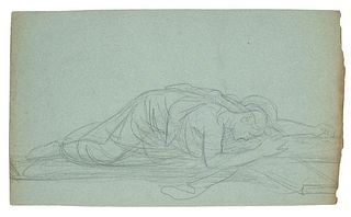 Anonymous XX cent.<br><br>Woman, XX Century<br>Pencil on paper, 32,5 x 19 cm<br>Woman is original drawing on paper in pencil, realized by an Anonymous