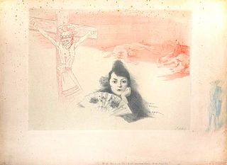 Auguste Roedel<br><br>Souvenir d'Espagne, 1903<br>Litography, 41 x 55 cm<br>Souvenir d'Espagne is an original artwork realized by Auguste Roedel in 19