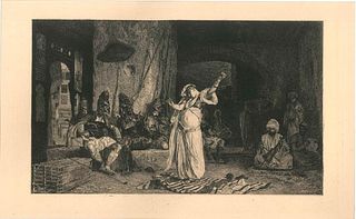 Charles Courtry<br><br>Belly dancer<br>Etching, 31 x 48 cm; Passepartout included, 32,5 x 50 cm<br>Danseuse Orientale is an original artwork realized 
