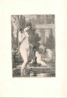 Charles Guerin<br><br>Nude at the Fount, 1895<br>Original lithograph on paper, 36 x 27 cm<br>Nude at the Fount is an original artwork realized by Char